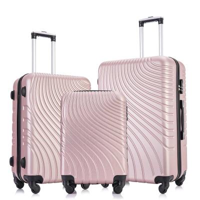 China ABS Free Shipping For Area 6 In The US Handle Design High Capacity 3 Pcs Adjustable Telescoping Scientific Luggage Set for sale