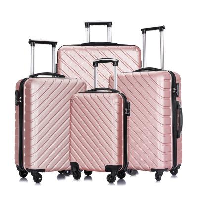 China ABS Free Shipping For Distric 6 Areas In USA High Quality Travel Style 4 Pcs Carry On Luggage Set Within 24 Hours Rose Gold for sale