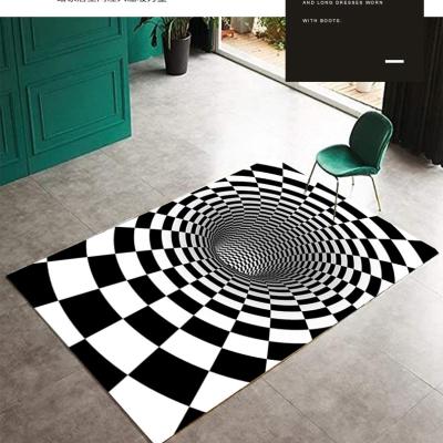 China Modern Stereo Vision Area Rug Printed Round Optical Vortex 3d Illusion Blanket Rug for sale