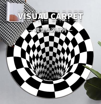 China Modern Stereo Vision Area Rug Printed Round Optical Vortex 3d Illusion Blanket Rug for sale