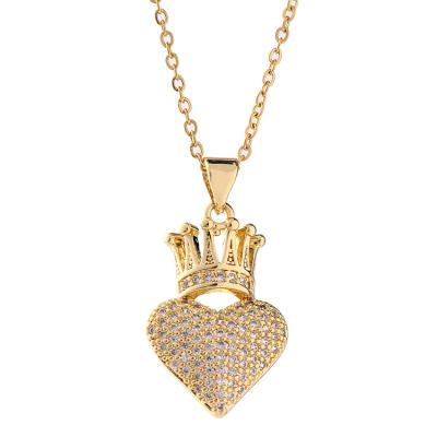 China Romantic necklace star puka shell painted heart name gold design crown heart saudi gold plated necklace diamond jewelry necklace for sale