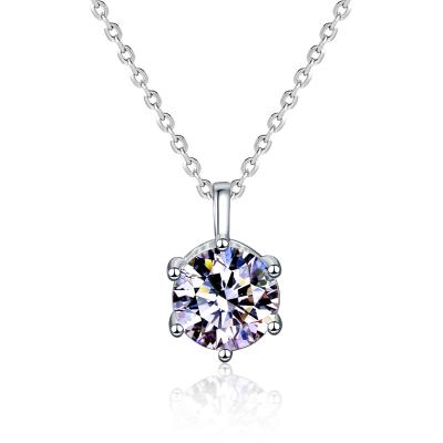 China Romantic Moissanite Diamond 1 Carat Moissanite Jewelry Engagement Necklace S925 Luxury Elegant Easy Pendant Ins Wedding Gift Set For Ladies for sale