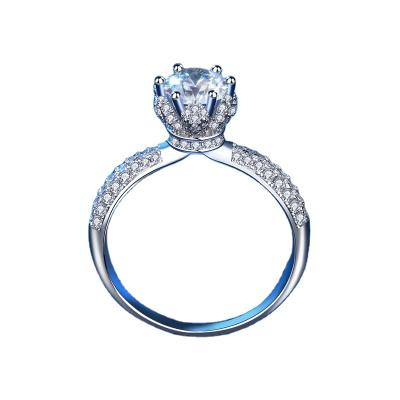 China Romantic Moissanite Ice Queen Western Style 1 Carat S925 Wedding Rings For Ladies for sale