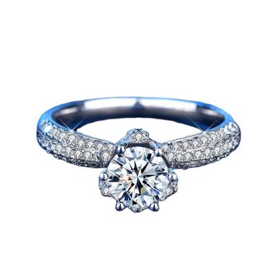 China Romantic S925 Moissanite Engagement Rings Crown Shape Ice Queen 1Carat For Ladies for sale