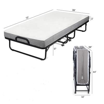 China Metal Foldable Single Steel Portable Rollaway Fold Folded Collapsible Folding Bed With Mattress for sale