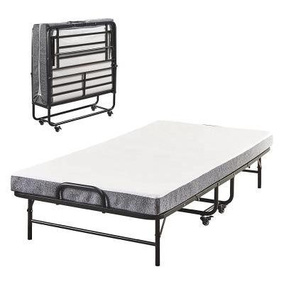 China Foldable Metal Folding Single Steel Portable Rollaway Bed With Mattress for sale