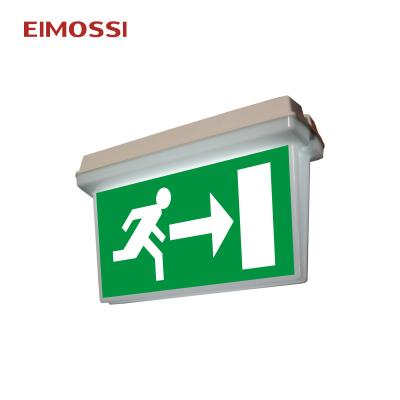 China Commercial Made in China IP65 Clamped Double Sides 30 LED Emergency Bulkhead Unclamped Exterior Mounted Exit Sign Lighting for sale