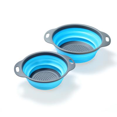 China Safe Kitchen Accessories Sustainable Silicone Dishwasher Strainer Amazon Collapsible Colander for sale