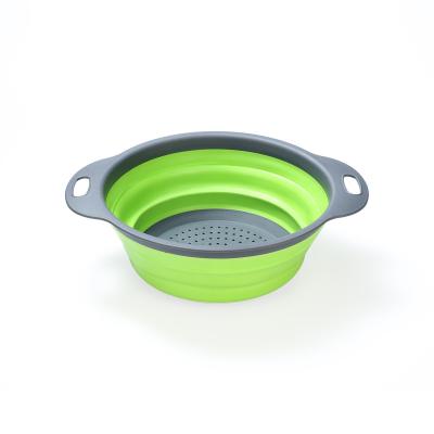 China Sustainable Hot Selling Round Shape Collapsible Kitchen Collapsible Strainer Silicone Food Grade Colander for sale