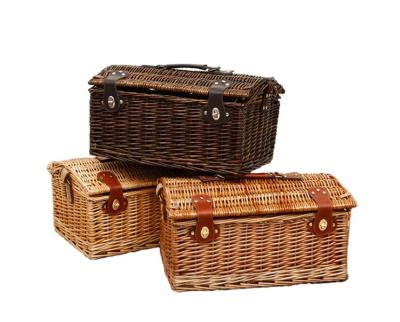 China Africa Picnic Basket With Fruit Wicker Steak Basket Lid Picnic Vegetable Basket With Tableware for sale