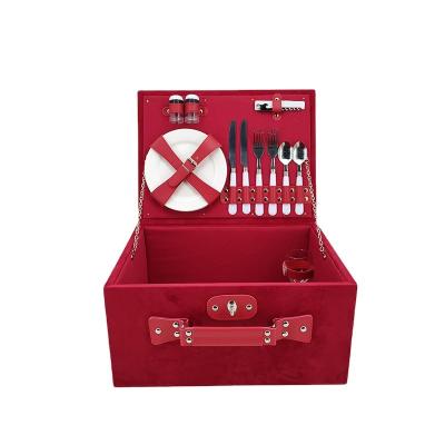 China Europe Wholesale Wooden Picnic Basket Set For 2 Person for sale