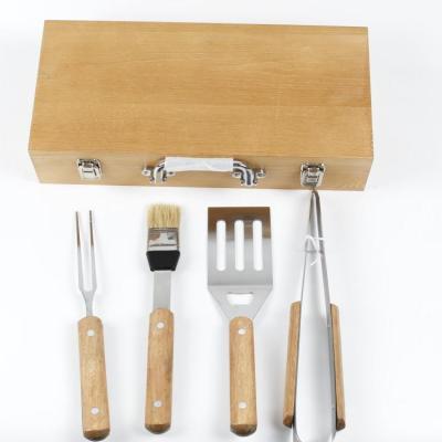 China Amazon Sustainable Wholesale Wooden Handle BBQ Tool Kit Wooden Box for sale