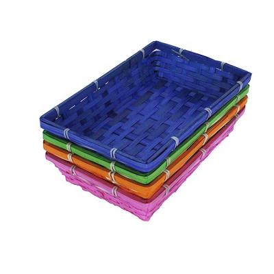 China Stylish And Colorful Viable Chip Storage Baskets Desktop Organizing Trays Wooden Fruit Trays for sale