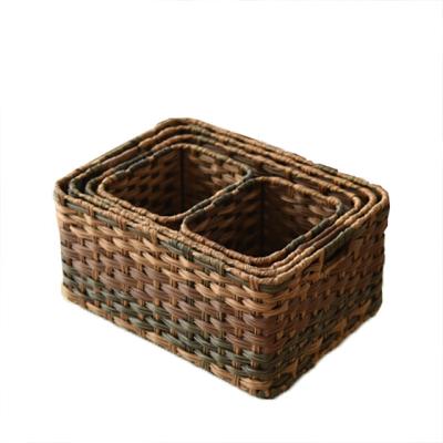 China Viable Vintage Rattan Basket Clothing Storage Basket Toy Chest Plastic Storage Box For Toys Storage Box Plastic Baskets for sale