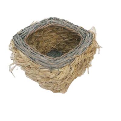 China Modern Bird's Nest Shape Straw Flowerpot Flower Pot Home Decor Straw Succulent Crafts for sale