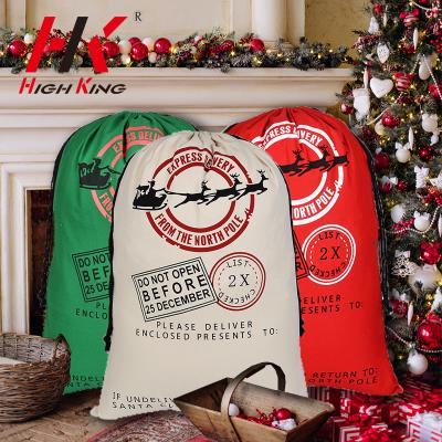 China HighKing Eco-Friendly Factory Wholesale Christmas Gift Bags Santa Sack Sacks Sublimation Christmas for sale