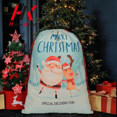 China HighKing Eco-Friendly Factory Wholesale Christmas Gift Bags Bag Santa Sublimation Christmas Sacks for sale