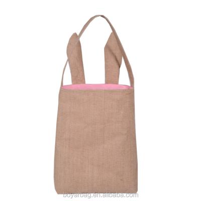 China High King Eco-Friendly 5 Colors In Running Cute Jute Easter Easter Bunny Bags Tote Bag With Bunny Ears for sale