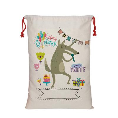 China Custom 45x63cm Cartoon Canvas Animal Sublimation HighKing Gift Bags Birthday Goodie Bags Gift For Birthday for sale