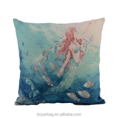 China Mermaid 44cm viable linen cushion case pillow cover for sale