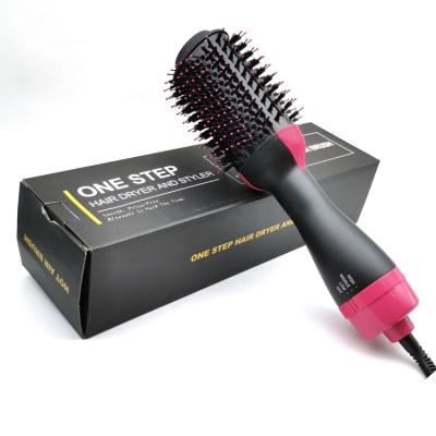 China 110v-240v Ionic Oval Negative Ion Hair Straightener Brush Styler One Step Hair Dryer Brush for sale