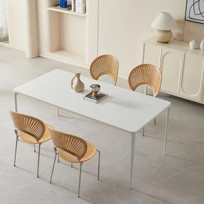 China Customized Extendable Modern MDF Dining Room Furniture 6/8 Seat Dining Table And Void Extending Chairs Set for sale