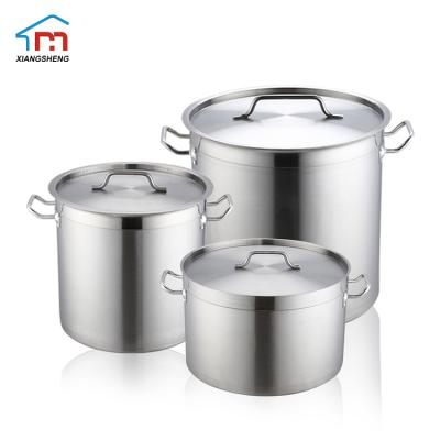 China Large Stainless Steel 304 Stainless Steel Commercial Industrial Cooking Stock Pot Heater Range High Viable Wholesale Set Soup And Stock Pot for sale