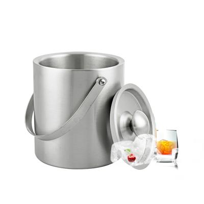 China High Quality Party Viable Wall Wine Ice Barrel Metal Beer Stainless Steel Small Double Ice Bucket With Lid for sale