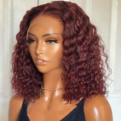 China Body Wave Customization Color Burgundy 6 Inch 5X5 4X4 Lace Up Curl Closure 99J Human Hair 99J Bob Wig Natural Wave Human Hair for sale