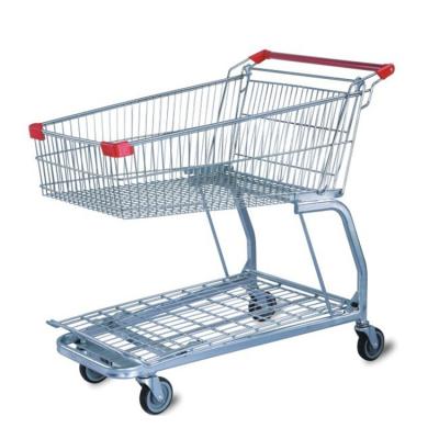 China Folding Handing Push Trolley American Store Express Supermarket Shopping Trolley , Hypermarket Trolley for sale