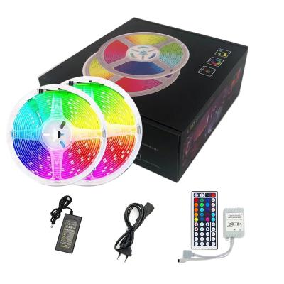 China Hotel Waterpoof or nowaterproof 12v 5050 150led/5M 300led/10M RGB 44key led strip lights with bar lving bedroom room TV for sale