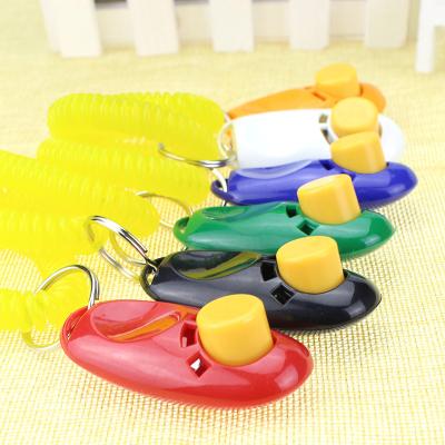 China Customized stocked logo printed dog training click dog training clicker with wristband pet toy dog ​​clickers for sale