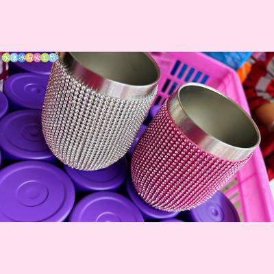 China New Type High Face Value Large Capacity Diamond Inlaid Insulation Cup 304 Stainless Steel Pattern Design Full Drill for sale