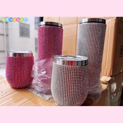 China Large Capacity Stainless Steel Shining Straight For Cup Straw Diamond Insulated Coffee For Cup Can Be Customized for sale