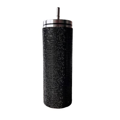 China Large Capacity Stainless Steel Straight Cup Luxury Coffee Insulation Mug With Various Colors Of Diamonds for sale