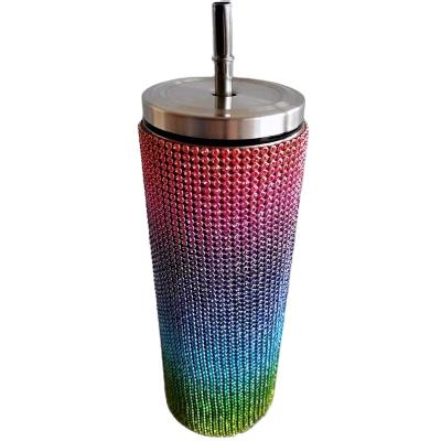 China Large capacity custom appearance high standard luxury fashion stainless steel diamond-encrusted insulation cup large capacity for sale