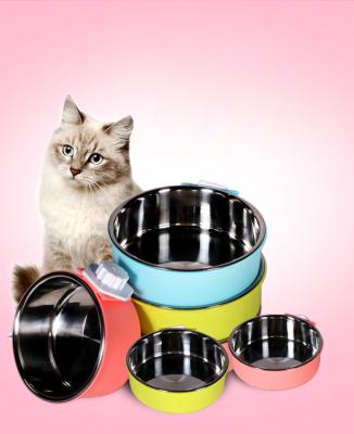 China Multi-size Automatic Stainless Steel Pet Bowl Food Water Hanging Bowls for Dog and Cat for sale