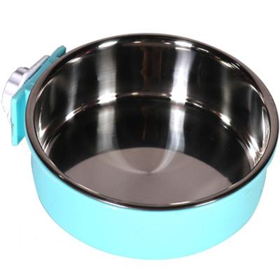 China Large Stainless Steel Cat Bowl Dog Cage Fixed Pet Bowl Automatic Hanging Basin Dog Bowl for sale