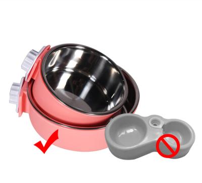 China Hot Sale Automatic Cage Cage Cup For Cat Puppy Removable Water Food Feeder Rolls Stainless Steel Dog Hanging Bowl for sale