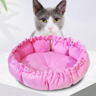 China Breathable Cats Beds Cat Bed Plush Faux Fur Dog Donut Deep Sleep Pet Nest Comfortable Warm for sale