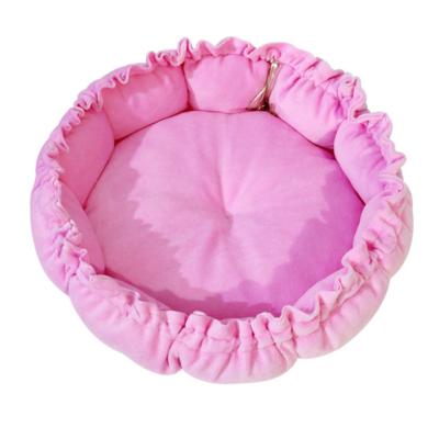 China Factory Wholesale Breathable Pink Plush Dog Luxury Round Pet Cat Bed for sale