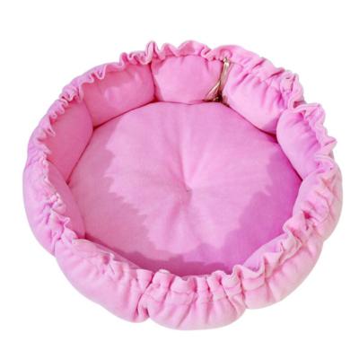 China Breathable Round Plush Soft Pet Nest Fluffy Soothing Dog Sofa Bed Cushion Luxury Washable Cat Dog Bed for sale