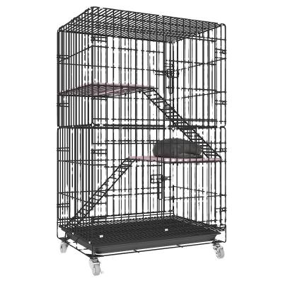 China New Design Breathable Top Promotions Metal Folding Cat Cage With Wheels For Breeding Cat for sale