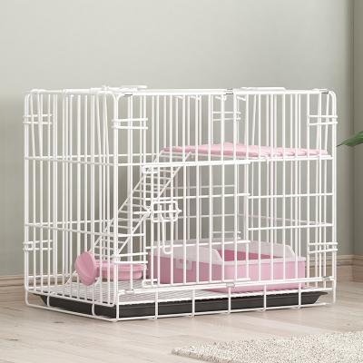 China Breathable Manufacturers Direct Outdoor Folding Pet Cat Cage Villa Cage Double Carrier Cage Pet With Iron House for sale