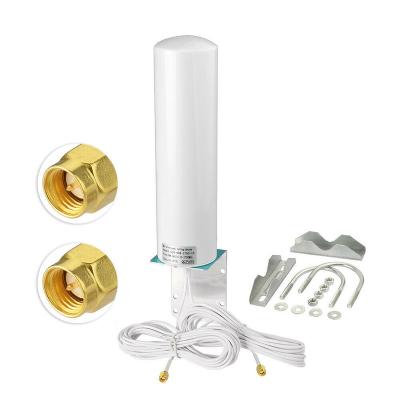 China Metal+Plastic 4G LTE wifi antennas 3G 698-960/1710-2700MHZ 12dBi double 5m cable communication antenna for routers for sale