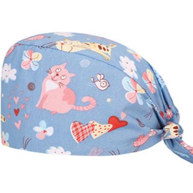 China 2021 Cartoon Pet America Pattern Breathable Medical National Hospital Adjustable Heart Pattern Doctor Surgical Hat for sale