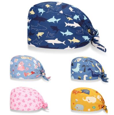 China Breathable High Quality Ready To Ship Factory Direct Sale Customize Adjustable Soft Band Acceptable Printed Fabric Medical Cap for sale