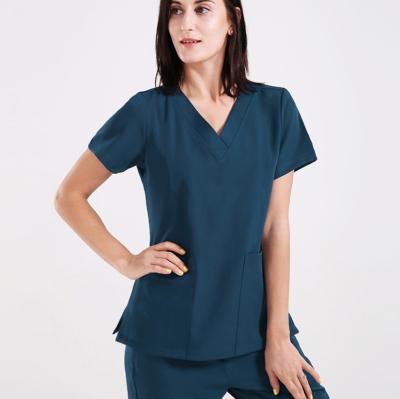 China Eco-Friendly Hot Selling Up To 5 XL Customize Logo 4 Way Stretch Fabric Factory Direct Nurse Hospital Staff Scrubs Set for sale