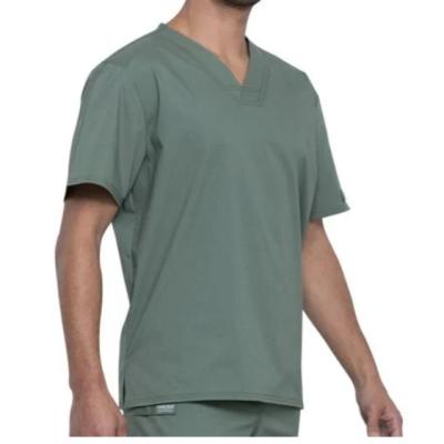 China High Quality Breathable Men Scrubs Factory Direct Sale V Neck Solid Color Embroidery Logo Anti Wrinkle Stretch Scrubs Set for sale