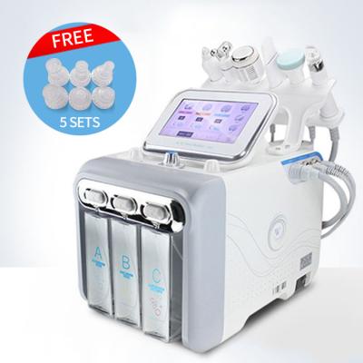 China Exfoliators New Year Promotion 6 in 1 Skin Care Microcurrent Face Lift Anti-wrinkle Machine Beauty Hydraulic Microdermabrasion Machine for sale